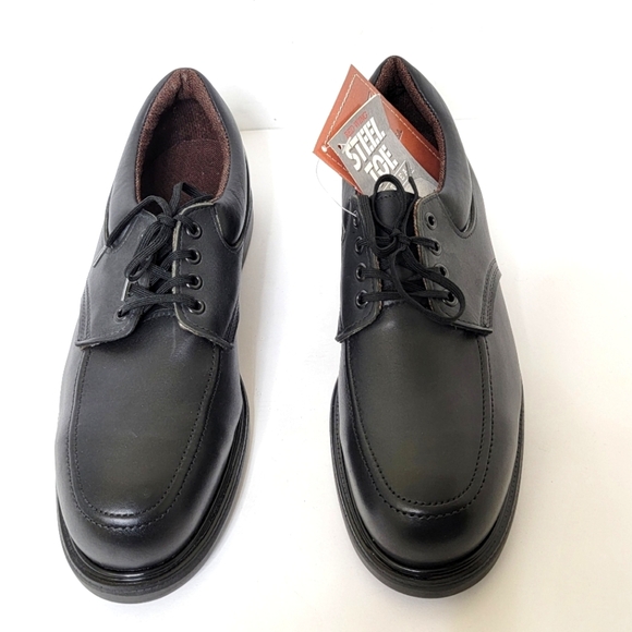 Red Wing Steel Toe Oxford Heavy Duty Work Shoes Black MENS SIZE 10 B Super Sole - Picture 1 of 9